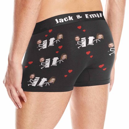 FacePajamas Men Underwear Custom Waistband Boxer Briefs Personalized Let's Do It Underwear with Custom Text&Name for Men
