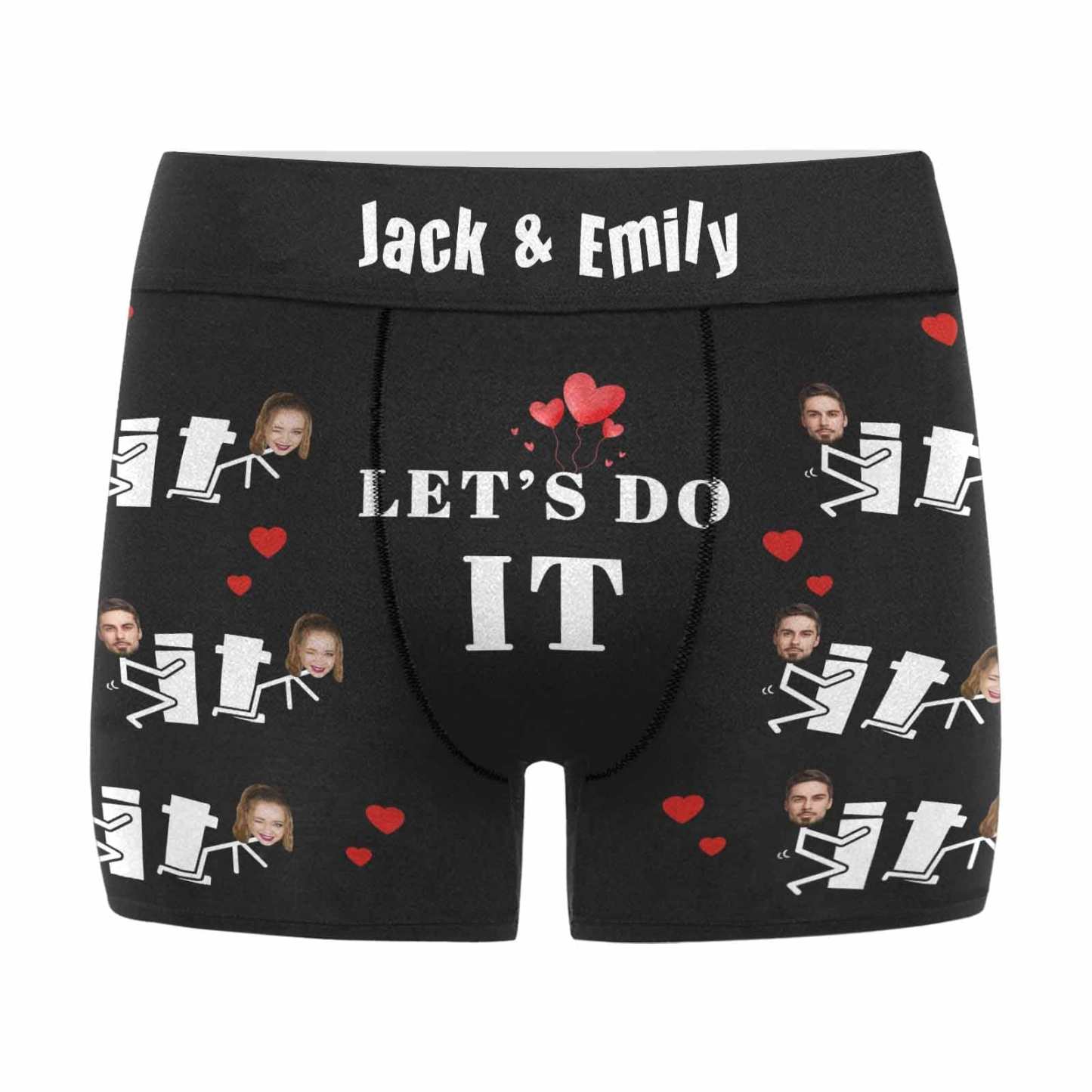 FacePajamas Men Underwear Custom Waistband Boxer Briefs Personalized Let's Do It Underwear with Custom Text&Name for Men