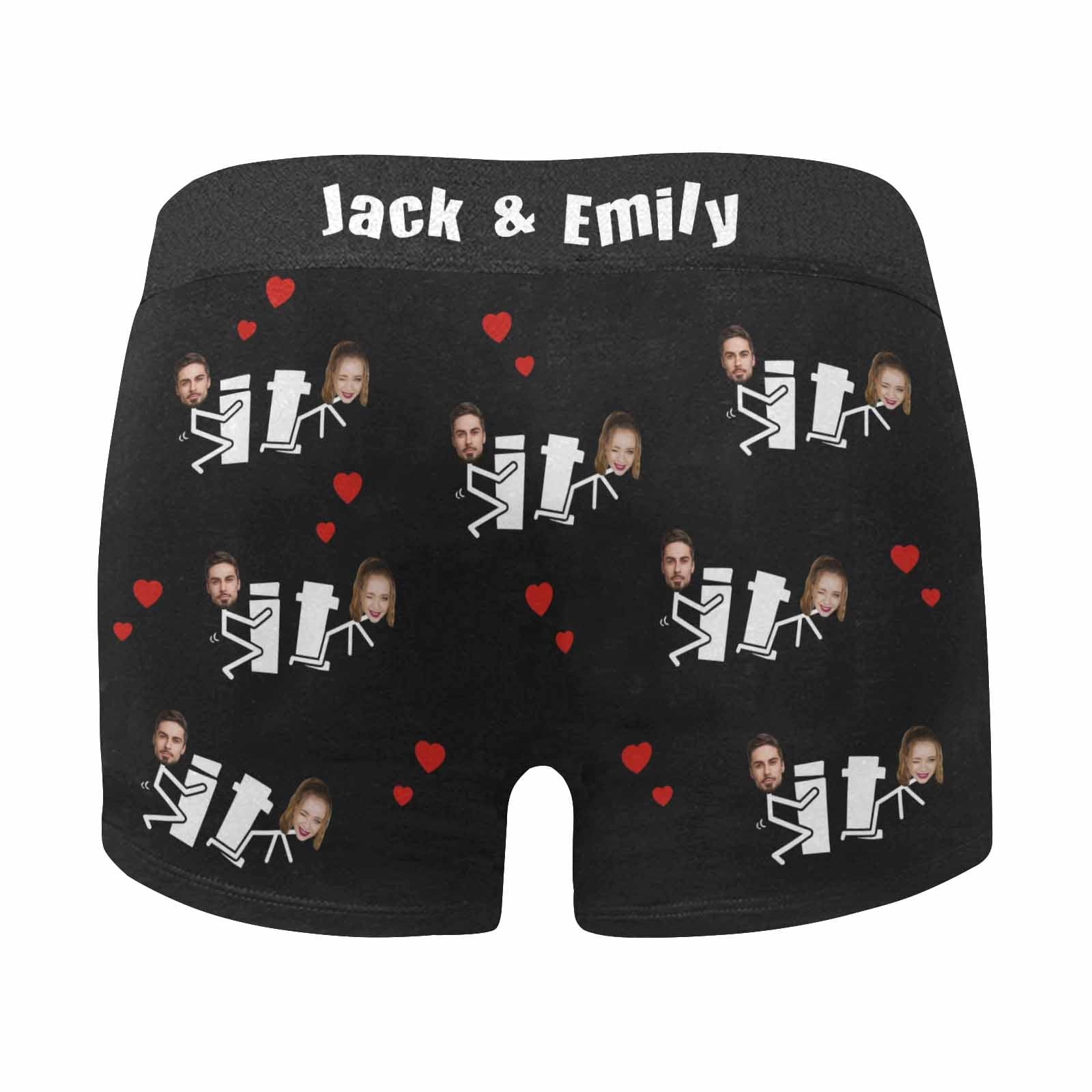 FacePajamas Men Underwear Custom Waistband Boxer Briefs Personalized Let's Do It Underwear with Custom Text&Name for Men