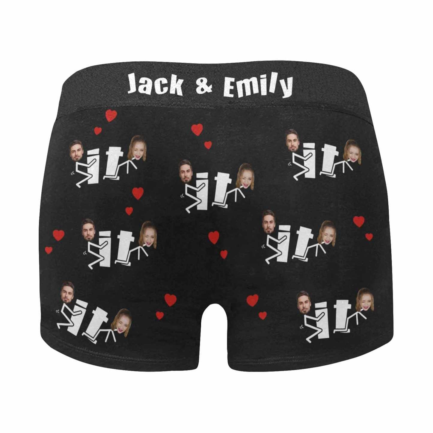 FacePajamas Men Underwear Custom Waistband Boxer Briefs Personalized Let's Do It Underwear with Custom Text&Name for Men