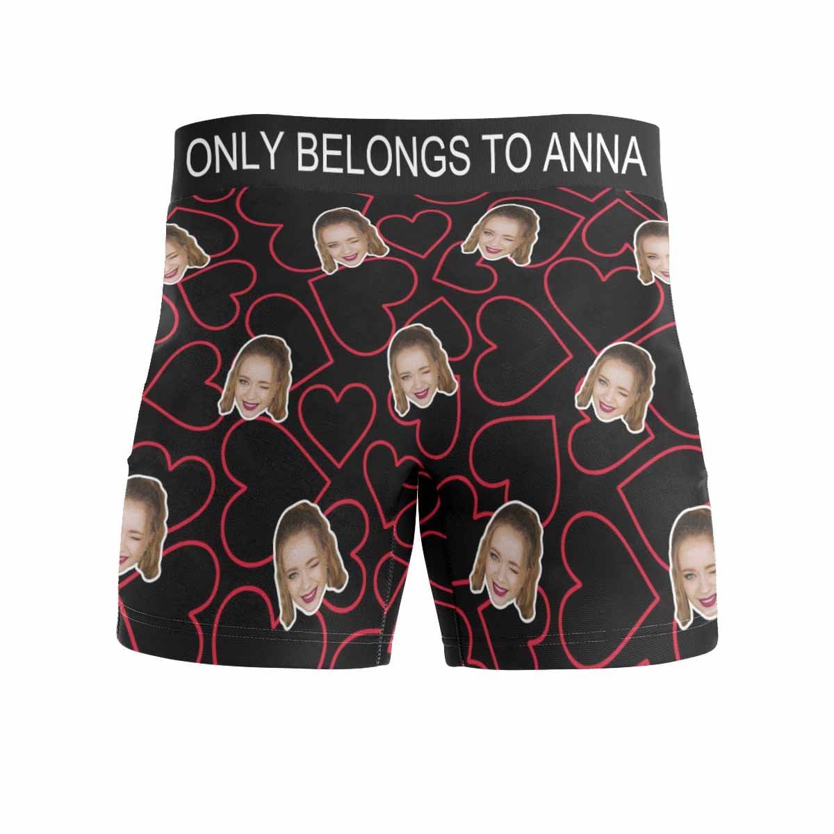 FacePajamas Men Underwear Custom Waistband Boxer Only Belong To Me Personalized Face&Name Design Underwear for Men The Best Gifts
