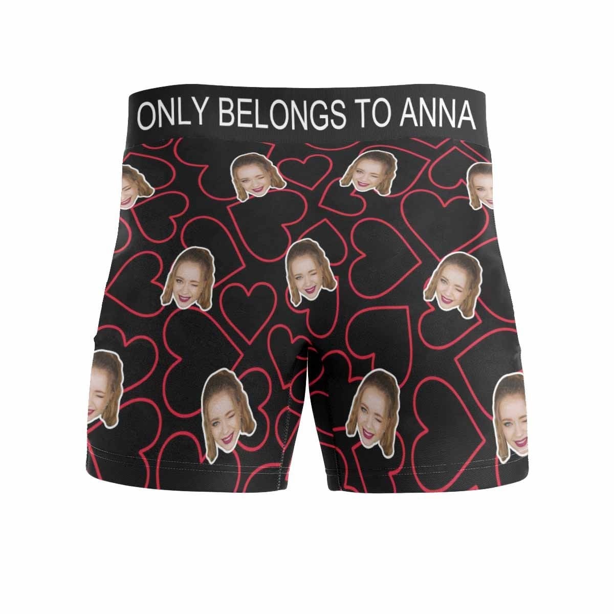 FacePajamas Men Underwear Custom Waistband Boxer Only Belong To Me Personalized Face&Name Design Underwear for Men The Best Gifts