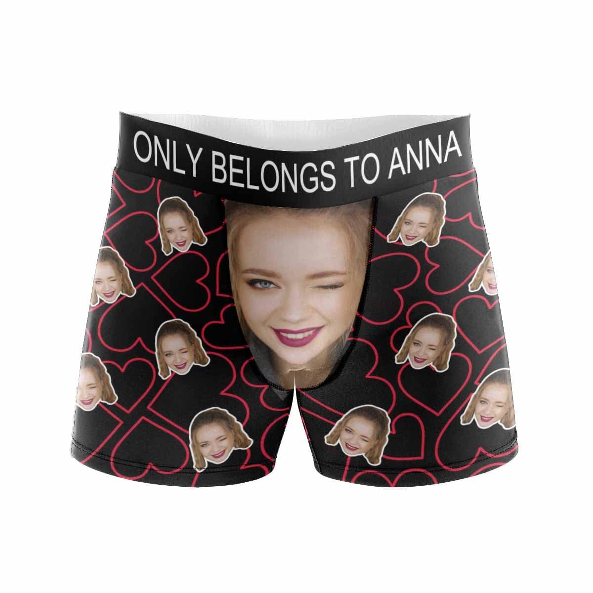 FacePajamas Men Underwear Custom Waistband Boxer Only Belong To Me Personalized Face&Name Design Underwear for Men The Best Gifts