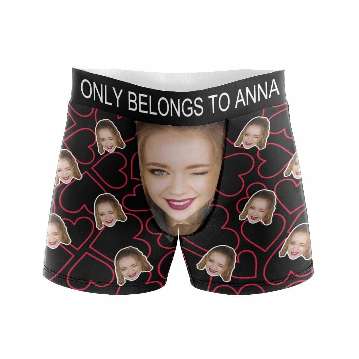 FacePajamas Men Underwear Custom Waistband Boxer Only Belong To Me Personalized Face&Name Design Underwear for Men The Best Gifts