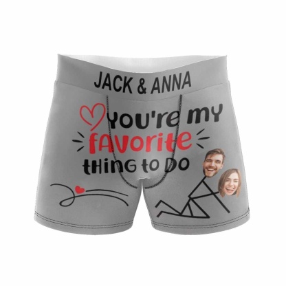 FacePajamas Men Underwear Custom Waistband Men's Boxer Briefs My Favour Personalized Face&Text Underwear for Husband or Boyfriend