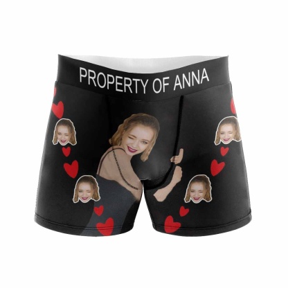 FacePajamas Men Underwear Custom Waistband Men's Boxer Briefs My Treasure Personalized Face&Name Underwear for Him