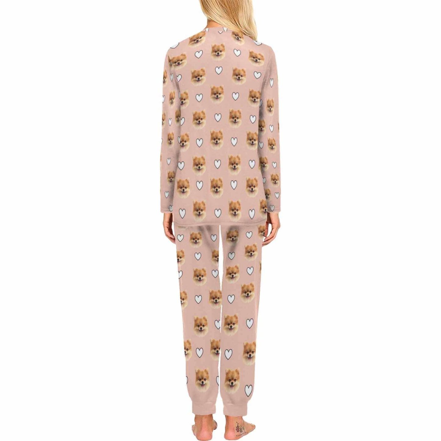FacePajamas Pet Pajama Custom Women's Long Crew Neck Pajama Set Valentine's Day with My Special Sweetheart