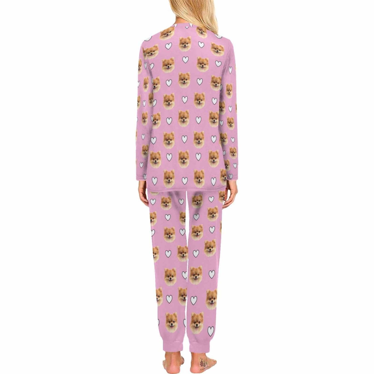 FacePajamas Pet Pajama Custom Women's Long Crew Neck Pajama Set Valentine's Day with My Special Sweetheart
