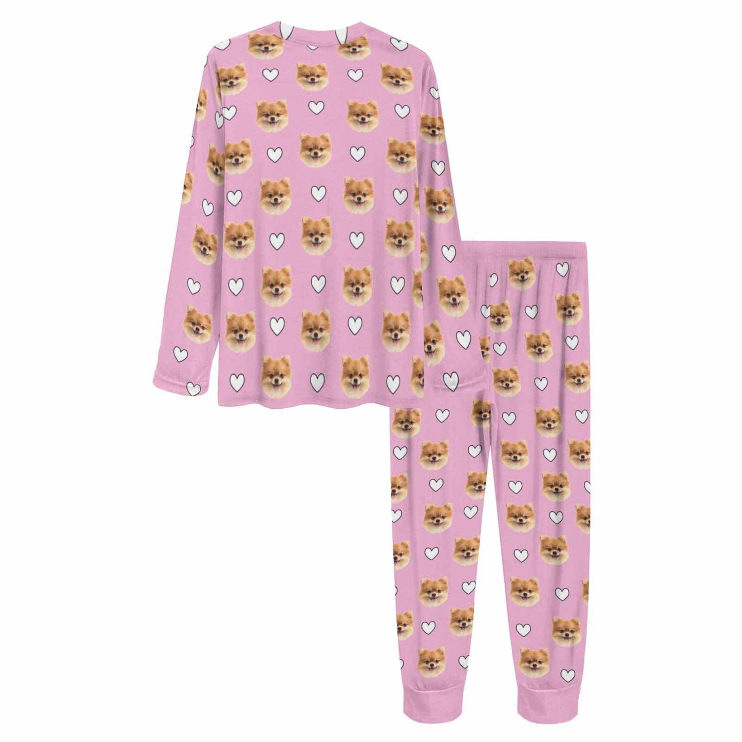 FacePajamas Pet Pajama Custom Women's Long Crew Neck Pajama Set Valentine's Day with My Special Sweetheart