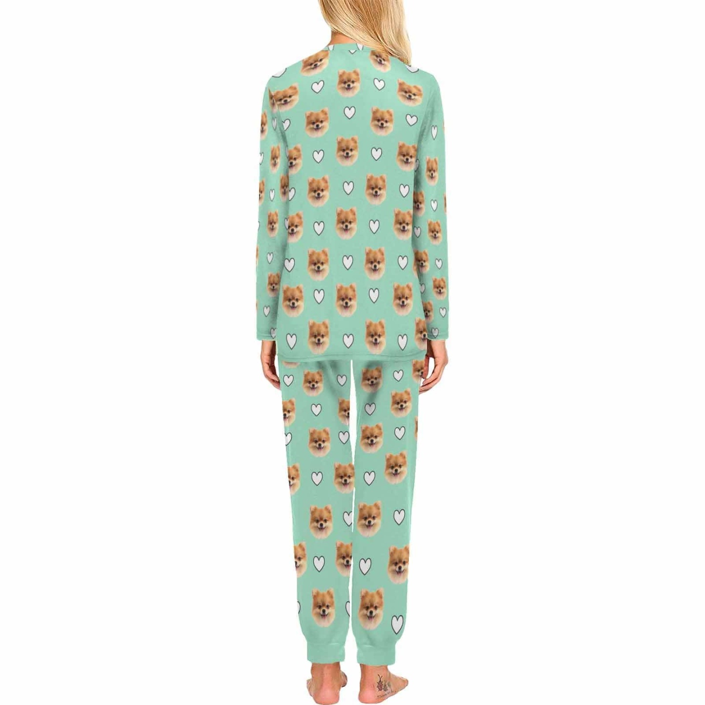 FacePajamas Pet Pajama Custom Women's Long Crew Neck Pajama Set Valentine's Day with My Special Sweetheart