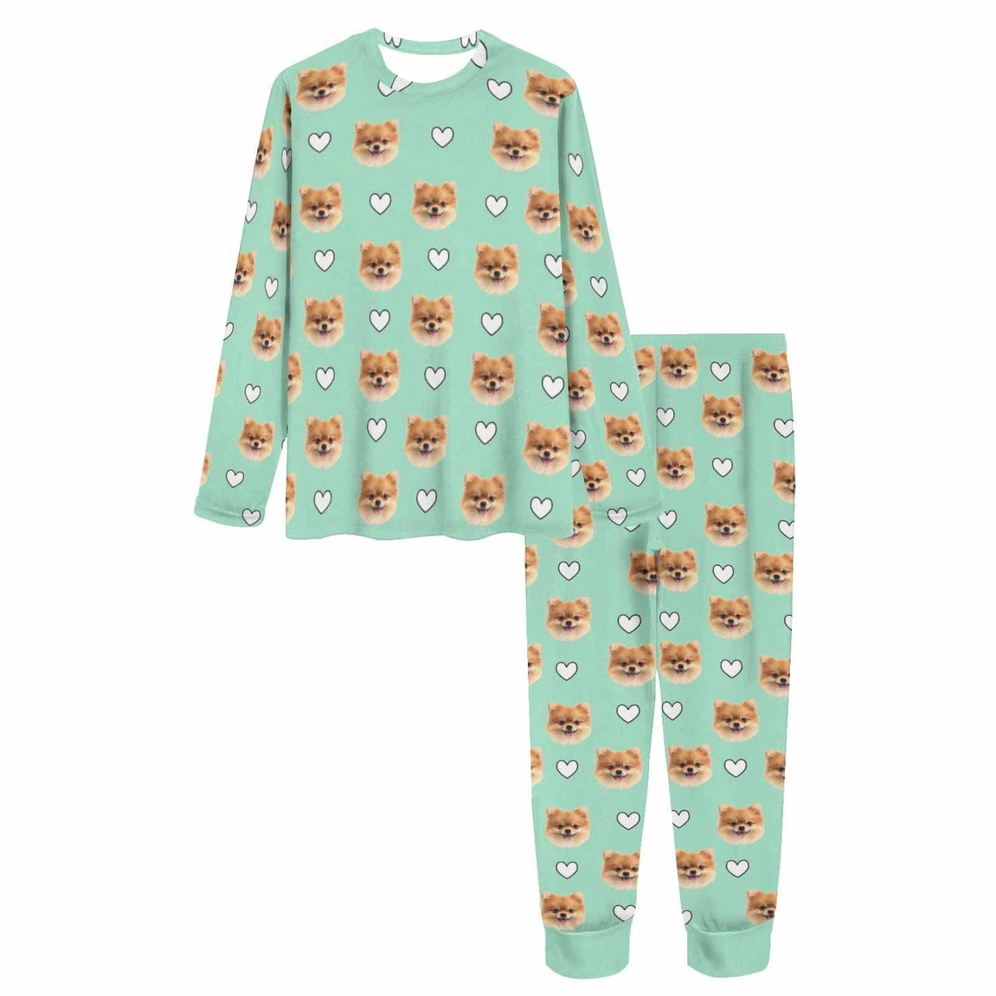 FacePajamas Custom Women's Long Crew Neck Pajama Set Valentine's Day with My Special Sweetheart
