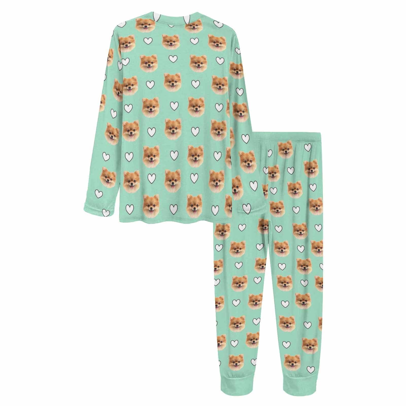 FacePajamas Custom Women's Long Crew Neck Pajama Set Valentine's Day with My Special Sweetheart