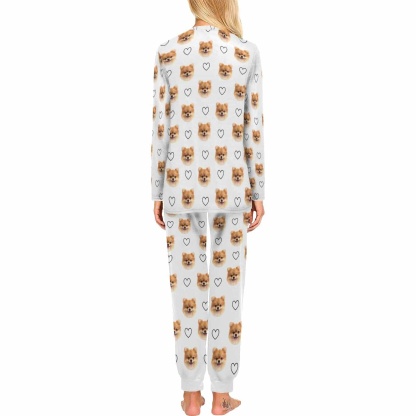 FacePajamas Custom Women's Long Crew Neck Pajama Set Valentine's Day with My Special Sweetheart