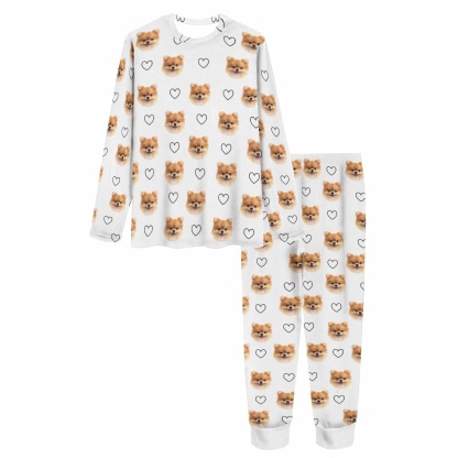 FacePajamas Custom Women's Long Crew Neck Pajama Set Valentine's Day with My Special Sweetheart