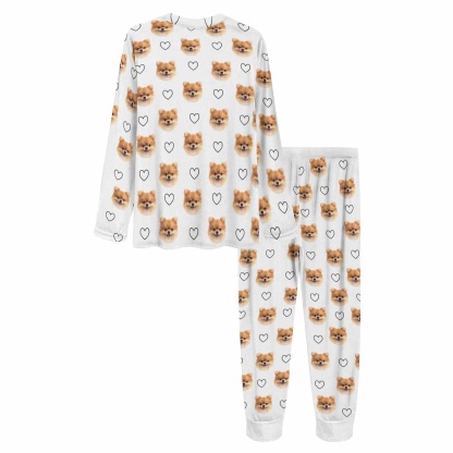 FacePajamas Custom Women's Long Crew Neck Pajama Set Valentine's Day with My Special Sweetheart