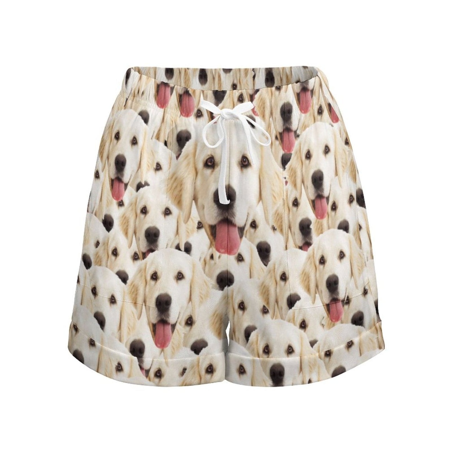 FacePajamas Womens Short Set-SDS Custom Women's Short Sleeved Navel Exposed Sleepwear Pet Face My Lovely Dog Personalized Seamless Face Sleepwear Shorts