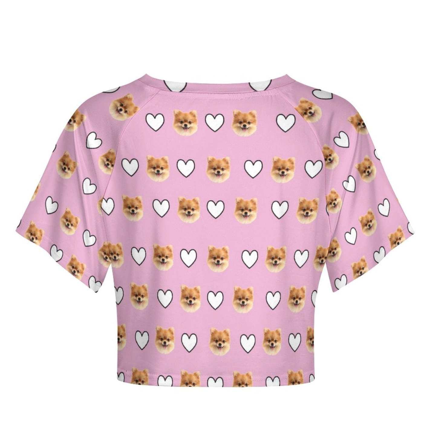 FacePajamas Womens Short Set-SDS Custom Women's Short Sleeved Navel Exposed Sleepwear Pet Face Personalized Seamless Face Sleepwear Shorts