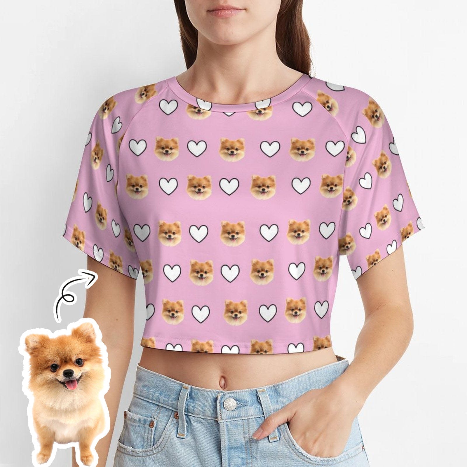 FacePajamas Womens Short Set-SDS Custom Women's Short Sleeved Navel Exposed Sleepwear Pet Face Personalized Seamless Face Sleepwear Shorts
