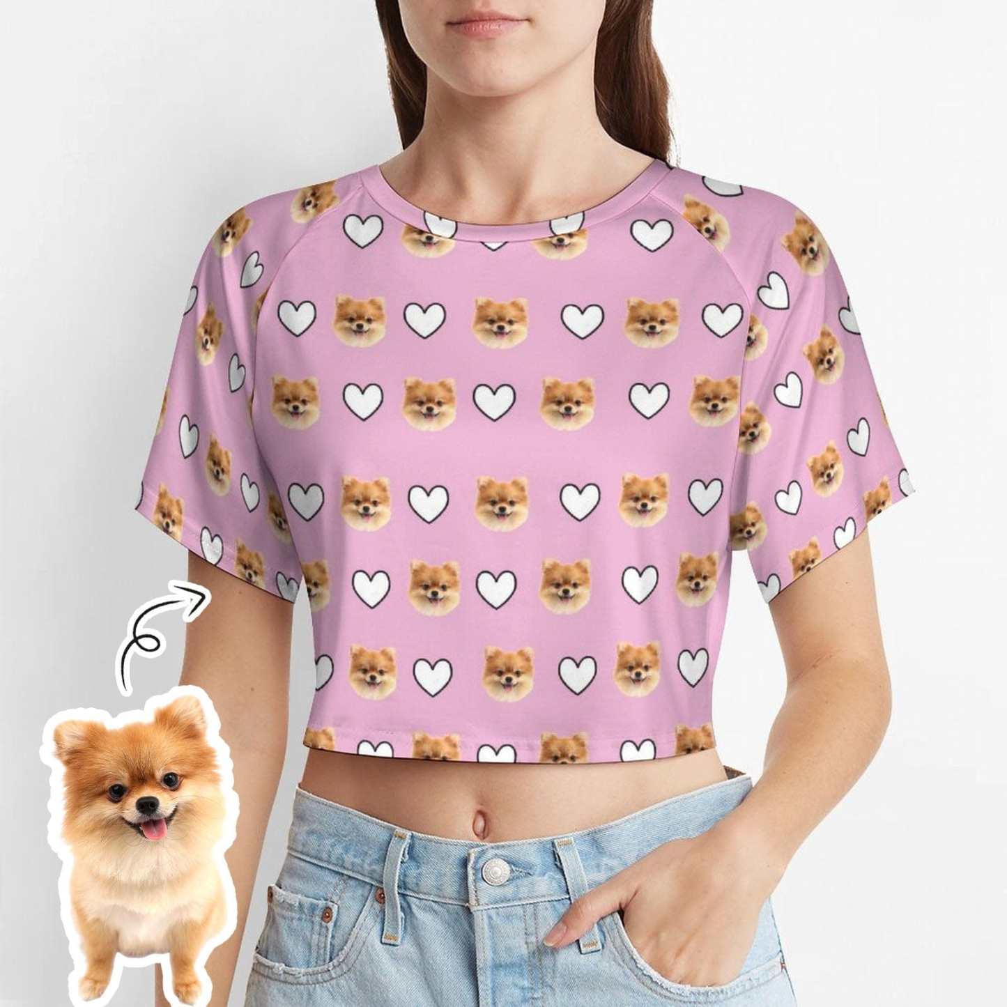 FacePajamas Womens Short Set-SDS Custom Women's Short Sleeved Navel Exposed Sleepwear Pet Face Personalized Seamless Face Sleepwear Shorts