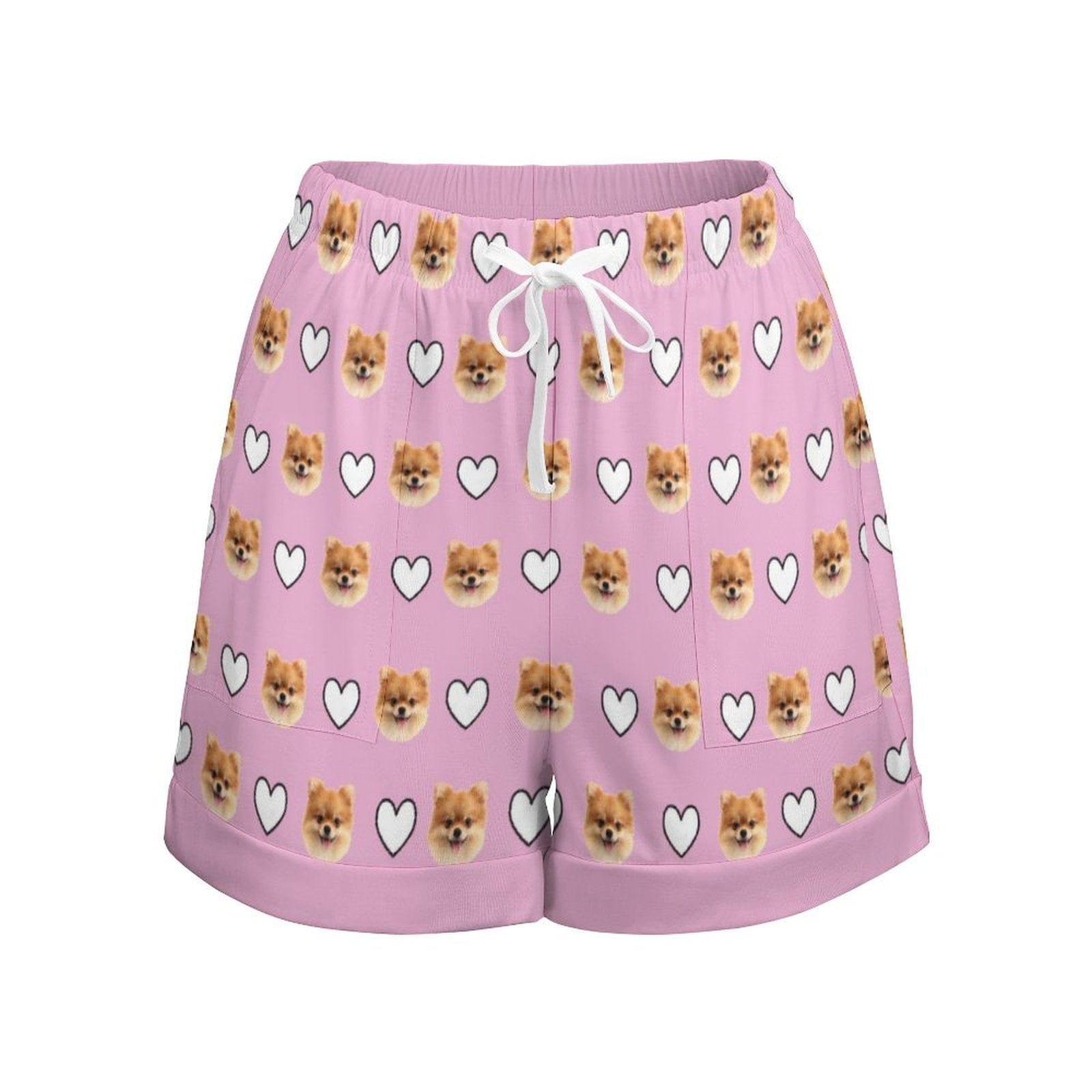 FacePajamas Womens Short Set-SDS Custom Women's Short Sleeved Navel Exposed Sleepwear Pet Face Personalized Seamless Face Sleepwear Shorts