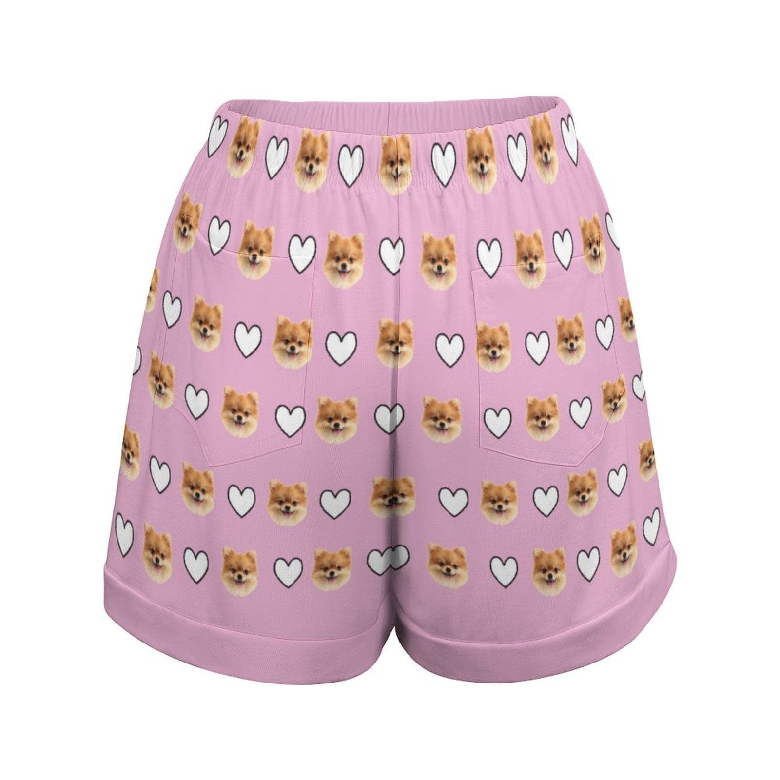 FacePajamas Womens Short Set-SDS Custom Women's Short Sleeved Navel Exposed Sleepwear Pet Face Personalized Seamless Face Sleepwear Shorts