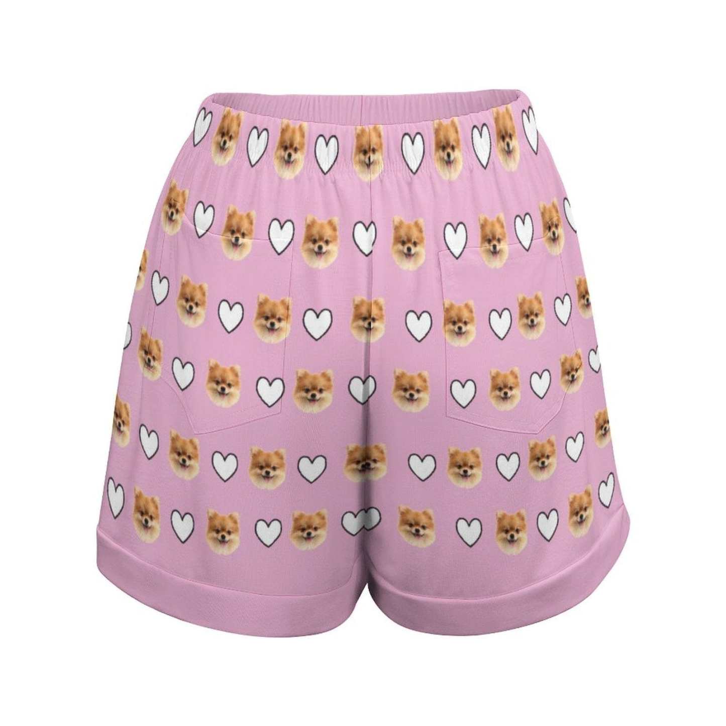 FacePajamas Womens Short Set-SDS Custom Women's Short Sleeved Navel Exposed Sleepwear Pet Face Personalized Seamless Face Sleepwear Shorts