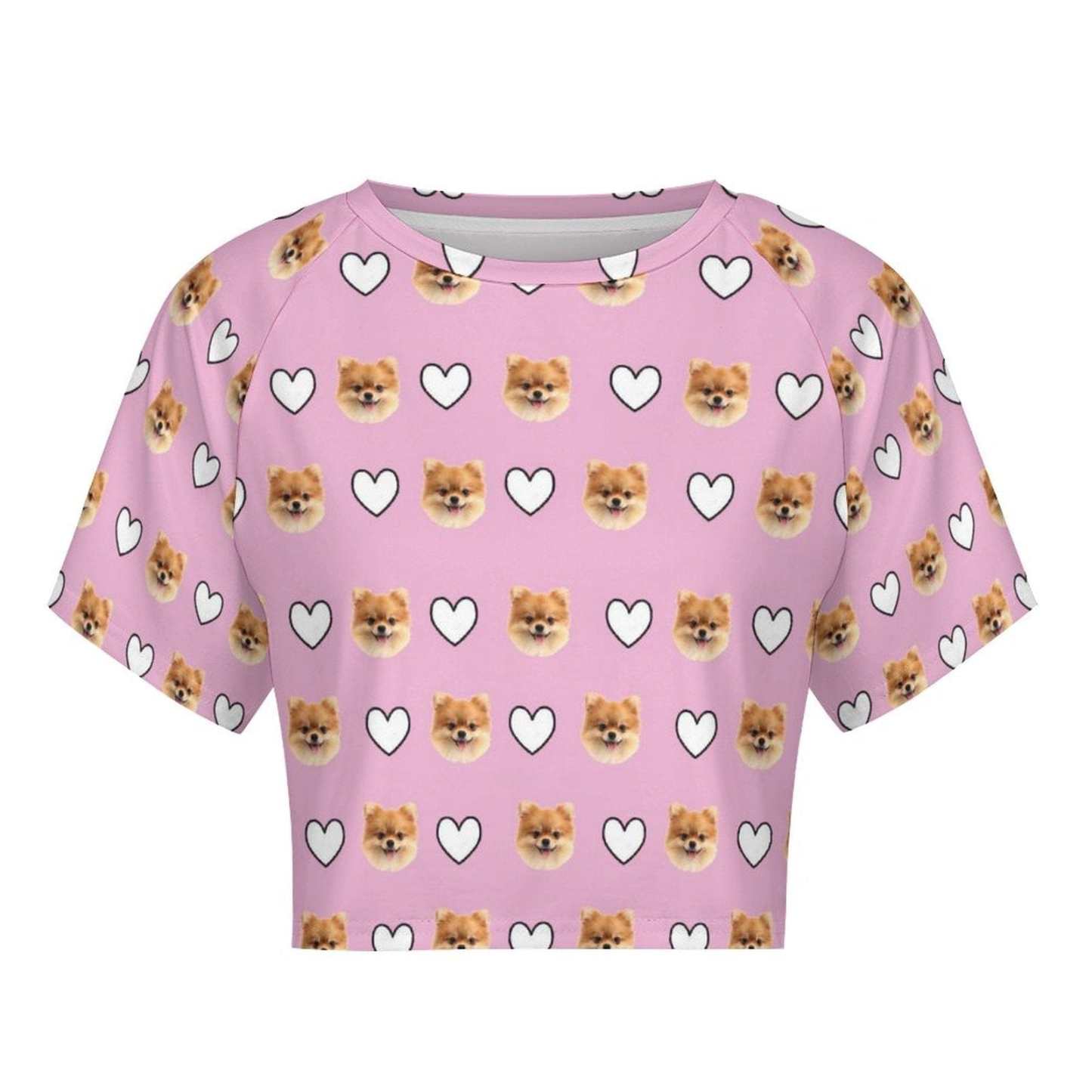 FacePajamas Womens Short Set-SDS Custom Women's Short Sleeved Navel Exposed Sleepwear Pet Face Personalized Seamless Face Sleepwear Shorts