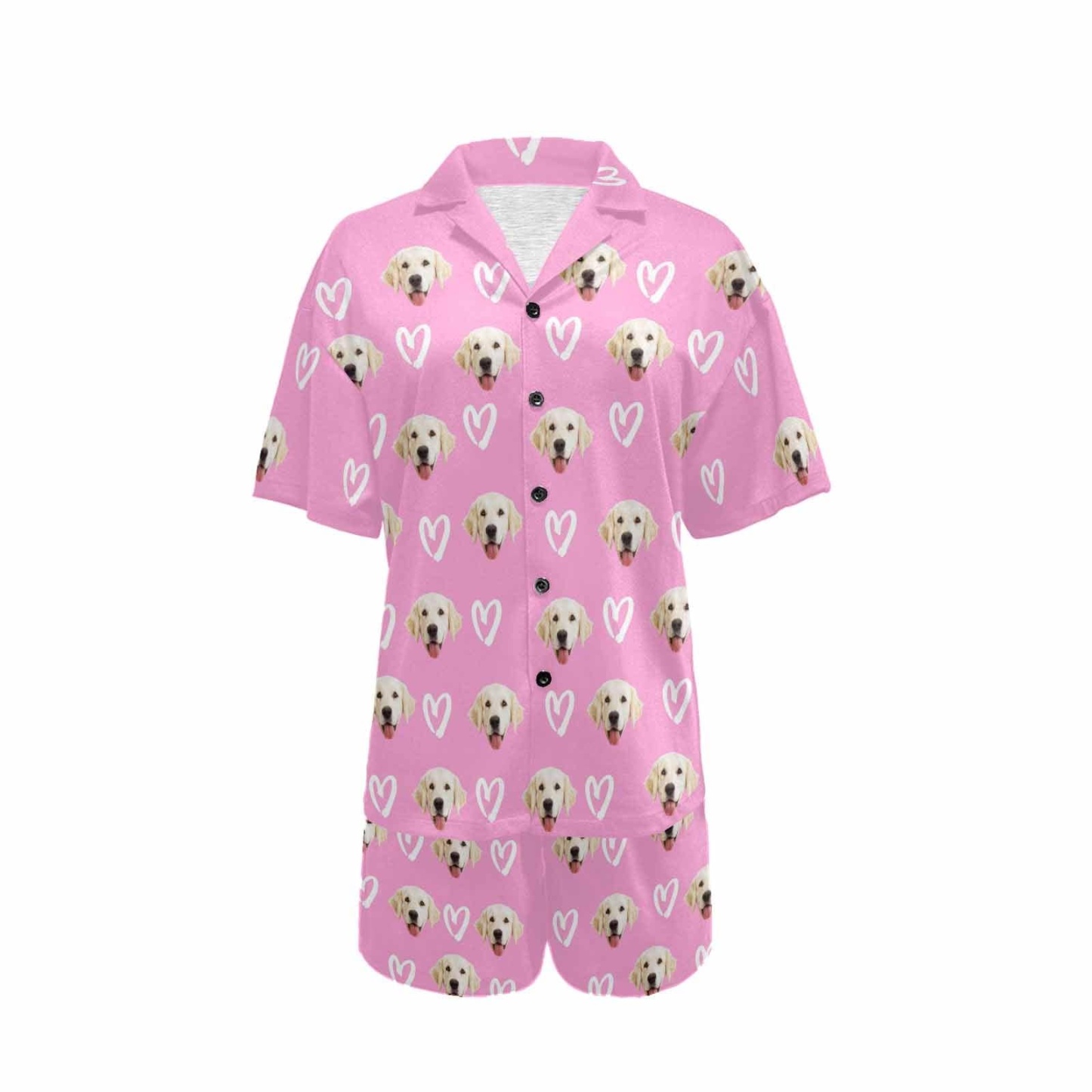 FacePajamas Custom Women's Short V-Neck Pink Pajama Set Valentine's Day with My Special Sweetheart