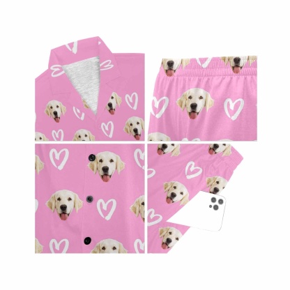 FacePajamas Custom Women's Short V-Neck Pink Pajama Set Valentine's Day with My Special Sweetheart