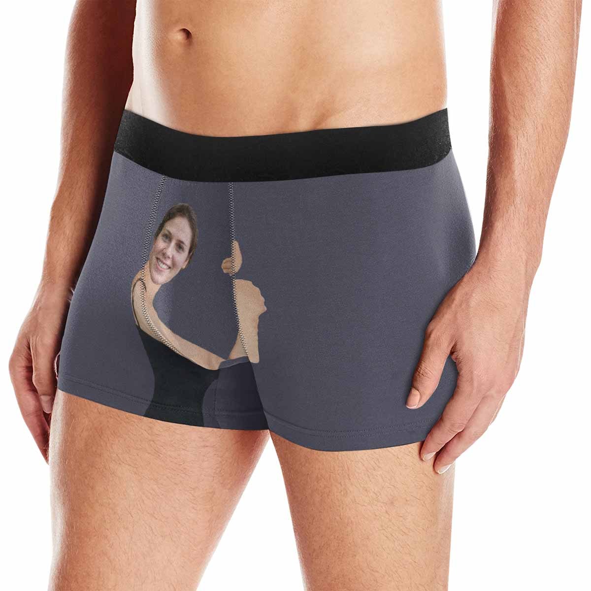 FacePajamas Underwear Dark Gray / XS [Made In USA] Personalized Photo Boxer Briefs Hug My Treasure Custom Underwear with Face for Men Personalize Gift for Husband or Boyfriend