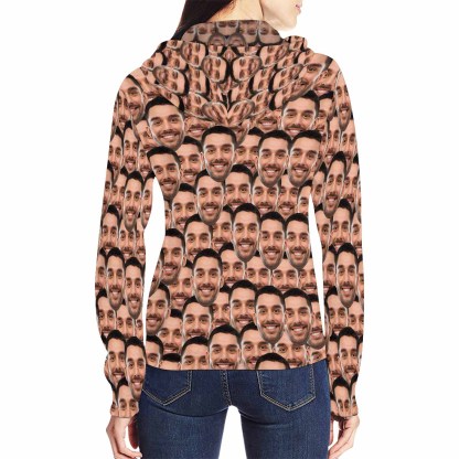 FacePajamas Hoodie-Full Zip-W ¡¾Discount - limited time¡¿Custom Face Women's All Over Print Full Zip Hoodie Personalized Husband Seamless Face Hoodie