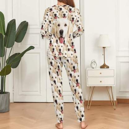 FacePajamas Pajama Dog Face Pajamas Custom Pet's Face Seamless Family Matching Long Sleeve Pajama Set Personalized Photo Loungewear