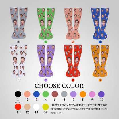 FacePajamas Sublimated Crew Socks-2WH-SDS Face on Socks Custom Black Background Personalized Sublimated Crew Socks Gift Idea For Men Women