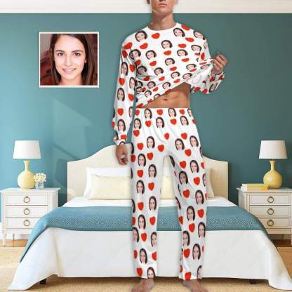 FacePajamas Pajama Family Matching Pajamas Custom Face Love Heart Sleepwear Personalized Family Matching Long Sleeve Pajama Set