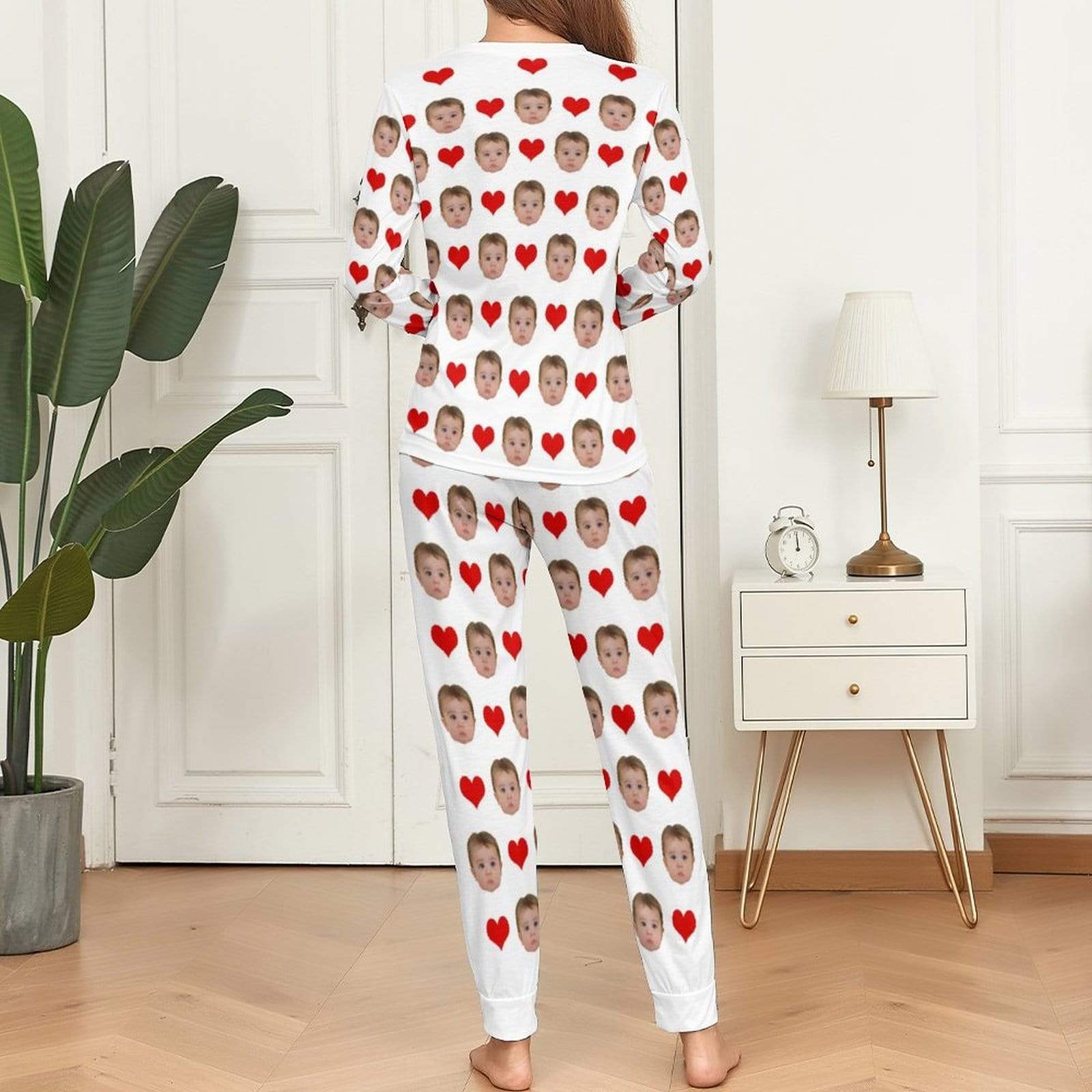 FacePajamas Pajama Family Matching Pajamas Custom Face Love Heart Sleepwear Personalized Family Matching Long Sleeve Pajama Set