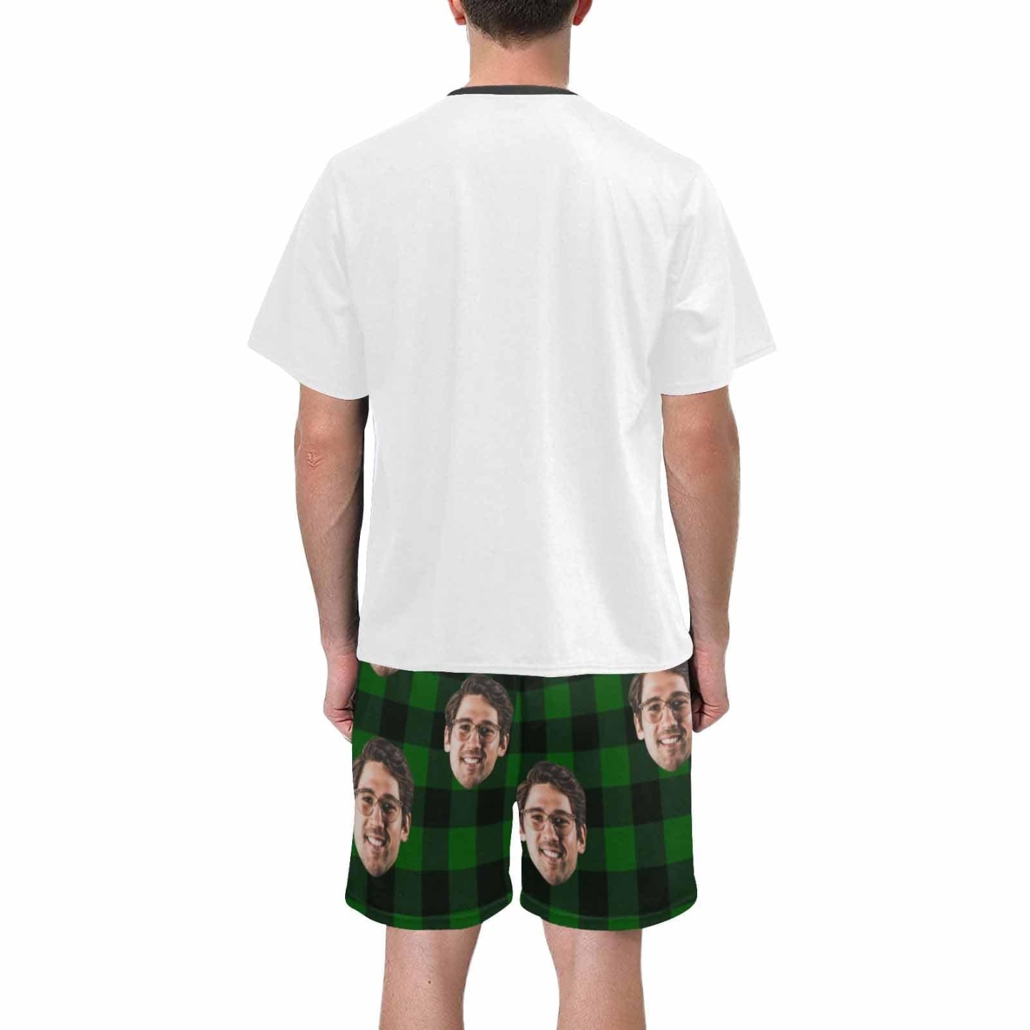 FacePajamas Pajama #Father's Day Pajamas-Custom Face Awesome Dad Looks Like Men's Crew Neck Short Sleeve Pajama Set