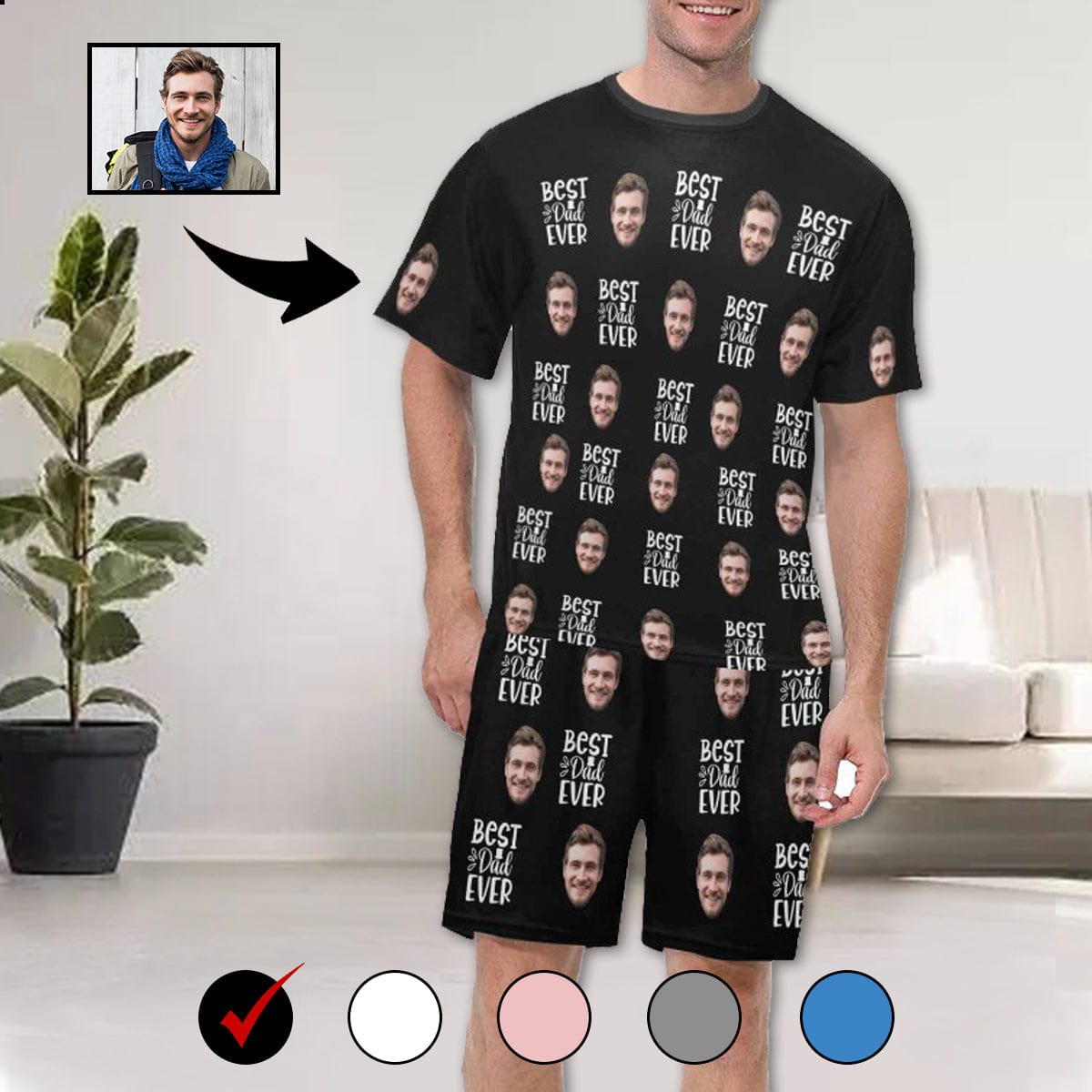FacePajamas 387823075575 #Father's Day Pajamas-Custom Face Pajamas Sets Best Dad Ever Nightwear for Men