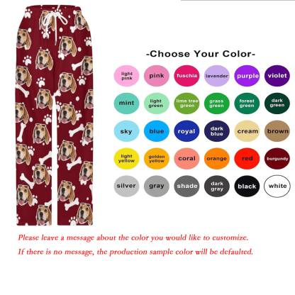 FacePajamas Pajama Pants& Bandana-2ML-SDS For Adult-Pajama Pants / DIY Color-(Please leave a message for the color) / S Custom Dog Face Dog Bone Pajama Pants and Pet Dog Bandana