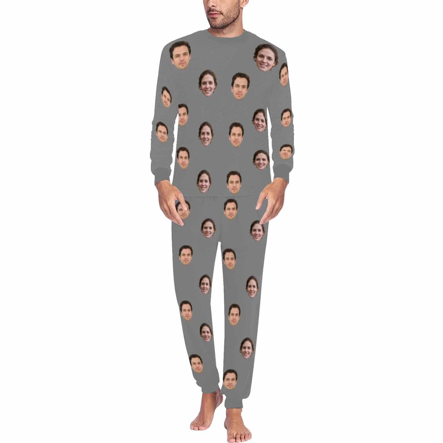 FacePajamas Pajama For Men / Grey / S Custom Face My Valentine My Lover Couple Matching Pajamas