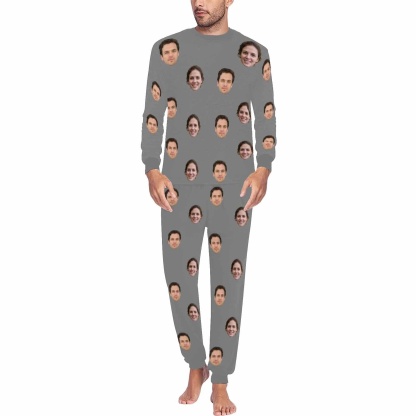 FacePajamas Pajama For Men / Grey / S Custom Face My Valentine My Lover Couple Matching Pajamas