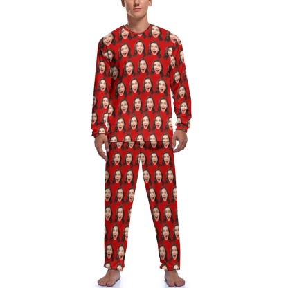 FacePajamas Pajama For Men / Red / S Custom Face My Valentine Couple Matching Pajamas Personalized Photo Loungewear Honeymoon Sleepwear Anniversary Gift