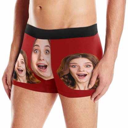 FacePajamas Underwear For Men / Red / XS Custom Couple Matching Lingerie Briefs Personalized Girlfriend Face Underwear For Couple Gifts Made for Your Gift