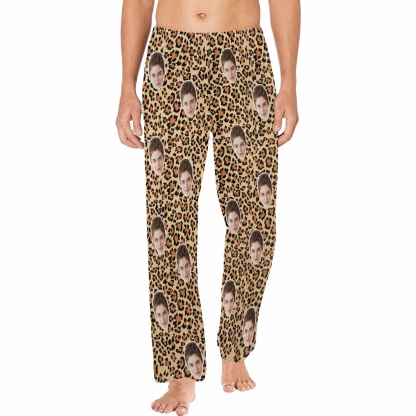 FacePajamas Pajama Shirt&Pants For Men / S Custom Face Leopard Print Sleepwear Personalized Women's&Men's Slumber Party Long Pajama Pants