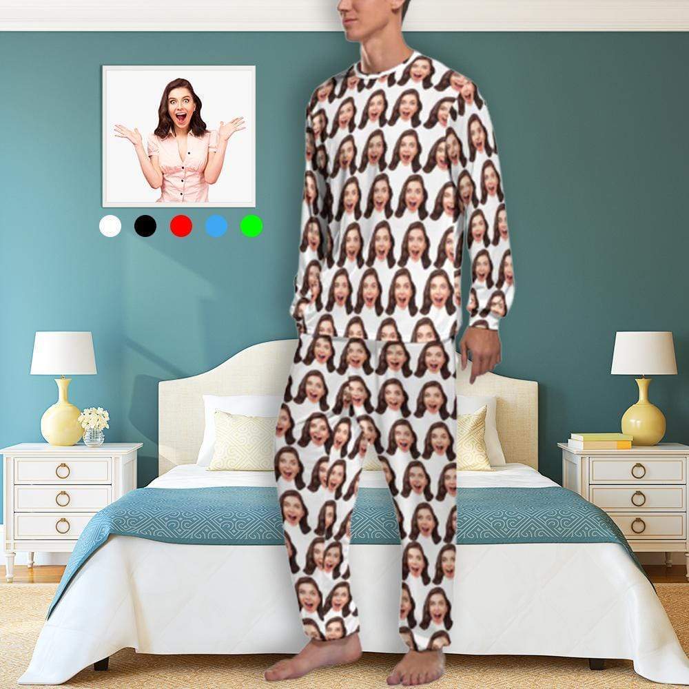 FacePajamas Pajama For Men / White / S Custom Face My Valentine Couple Matching Pajamas Personalized Photo Loungewear Honeymoon Sleepwear Anniversary Gift