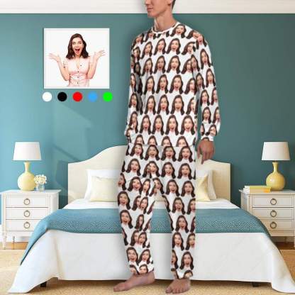 FacePajamas Pajama For Men / White / S Custom Face My Valentine Couple Matching Pajamas Personalized Photo Loungewear Honeymoon Sleepwear Anniversary Gift