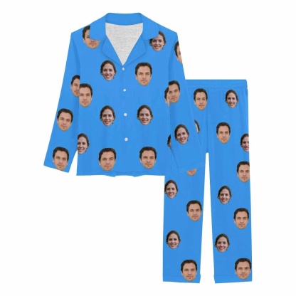FacePajamas Pajama For Women / Blue / XS Custom Face My Valentine My Lover Couple Matching Pajamas