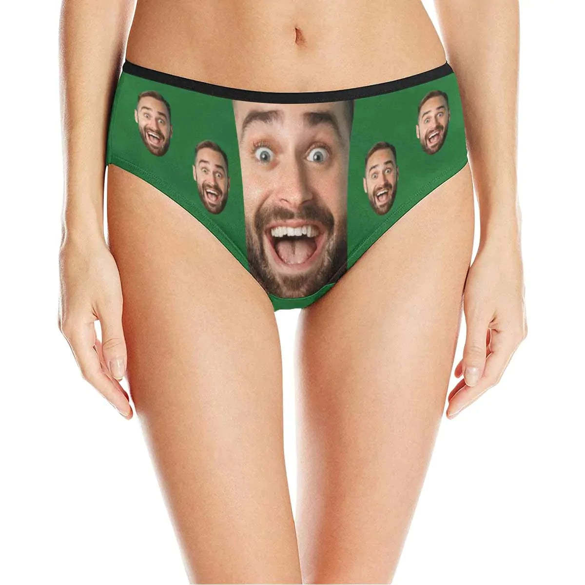FacePajamas Women Underwear Green / XS Custom Men's Face Underwear Personalized Girlfriend Face Women's High-cut Briefs Valentine's Gift for Girlfriend or Wife