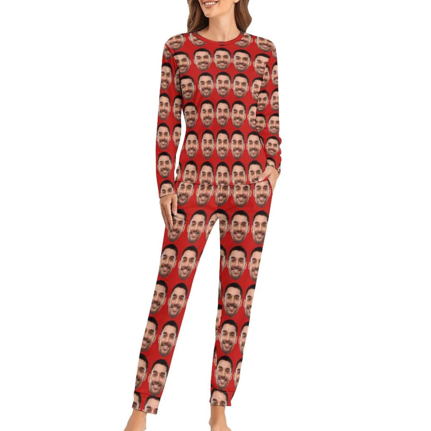 FacePajamas Pajama For Women / Red / S Custom Face My Valentine Couple Matching Pajamas Personalized Photo Loungewear Honeymoon Sleepwear Anniversary Gift