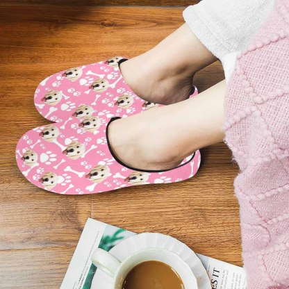 FacePajamas Slippers For Women / S Custom Dog's Photo Footprint All Over Print Personalized Non-Slip Cotton Slippers