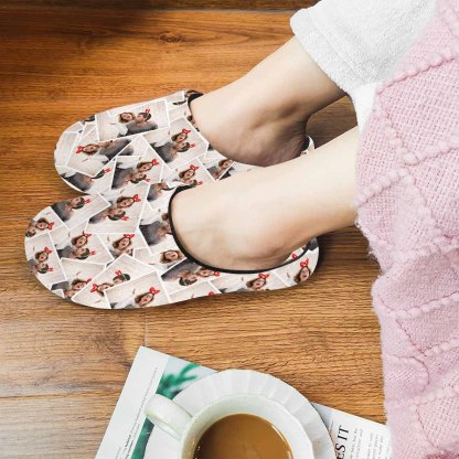FacePajamas Slippers For Women / S Seamless Custom Couple Photo All Over Print Personalized Non-Slip Cotton Slippers For Couple Girlfriend Boyfriend